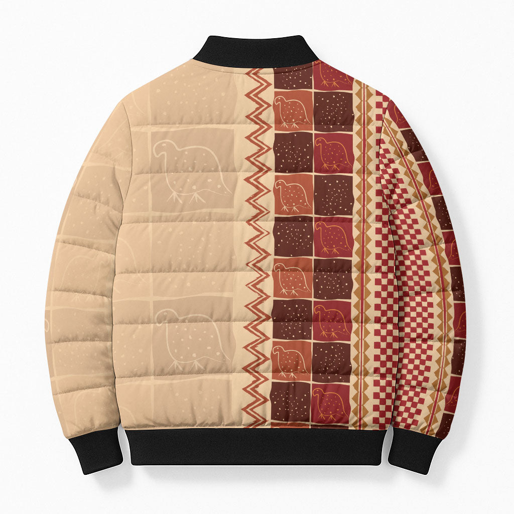 Zimbabwe Heritage Kudhinda Inspired Print Bomber Puffer Jacket