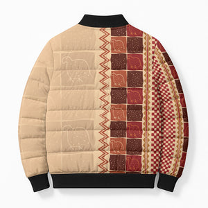 Zimbabwe Heritage Kudhinda Inspired Print Bomber Puffer Jacket