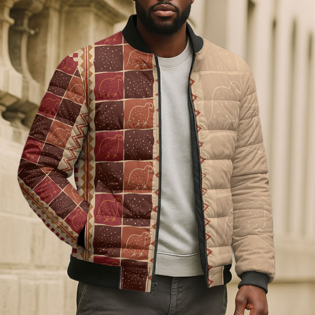 Zimbabwe Heritage Kudhinda Inspired Print Bomber Puffer Jacket