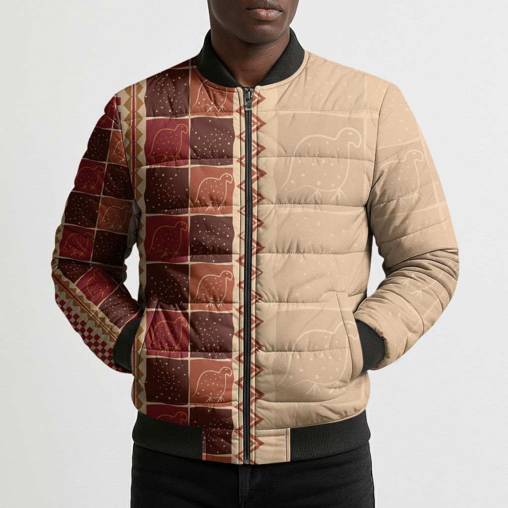 Zimbabwe Heritage Kudhinda Inspired Print Bomber Puffer Jacket