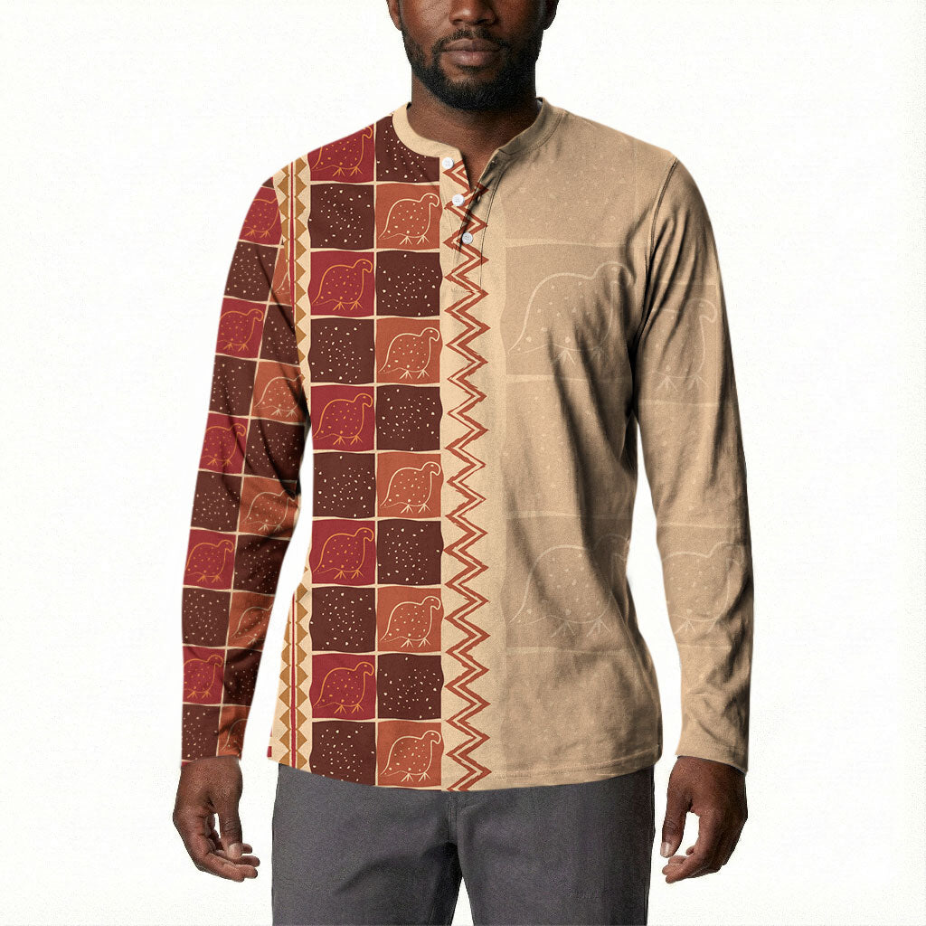 Zimbabwe Heritage Kudhinda Inspired Print Button Sweatshirt