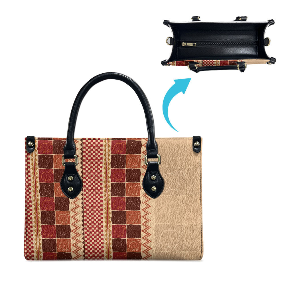 Zimbabwe Heritage Kudhinda Inspired Print Leather Bag