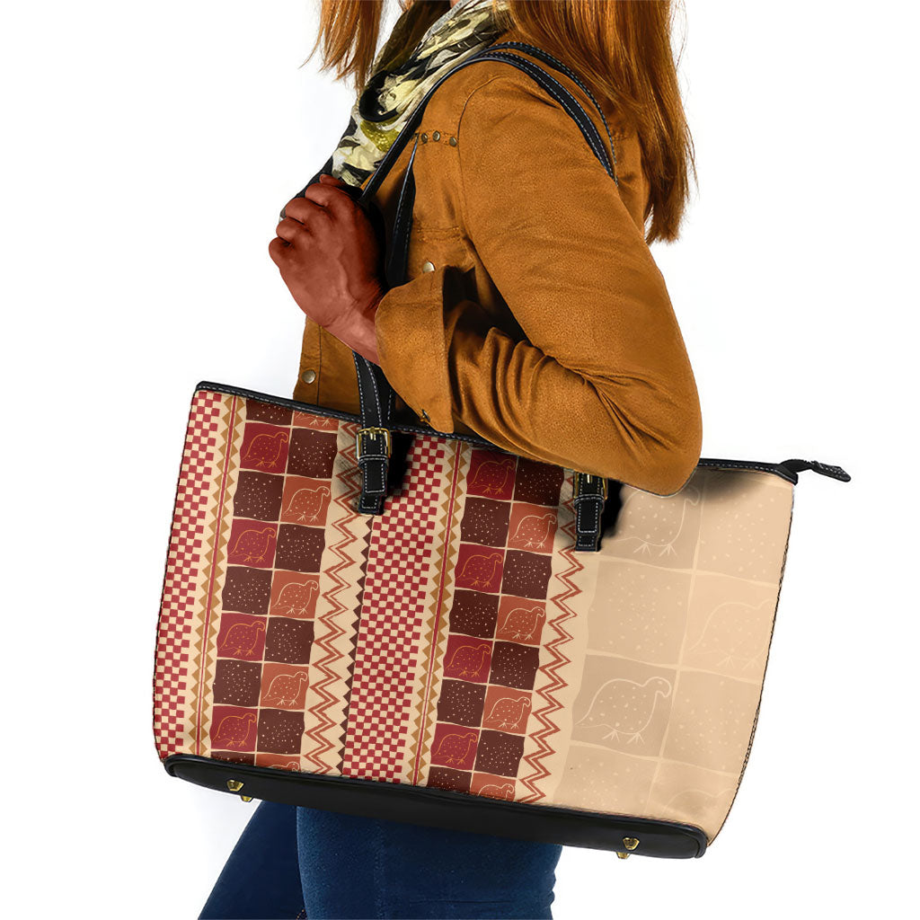 Zimbabwe Heritage Kudhinda Inspired Print Leather Tote Bag