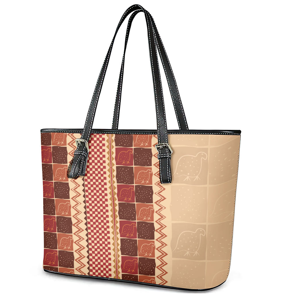 Zimbabwe Heritage Kudhinda Inspired Print Leather Tote Bag
