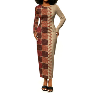 Zimbabwe Heritage Kudhinda Inspired Print Long Sleeve Bodycon Dress