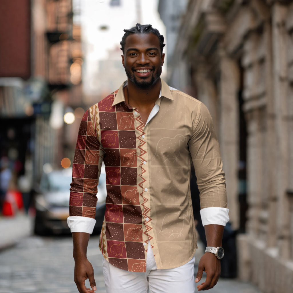 Zimbabwe Heritage Kudhinda Inspired Print Long Sleeve Button Shirt