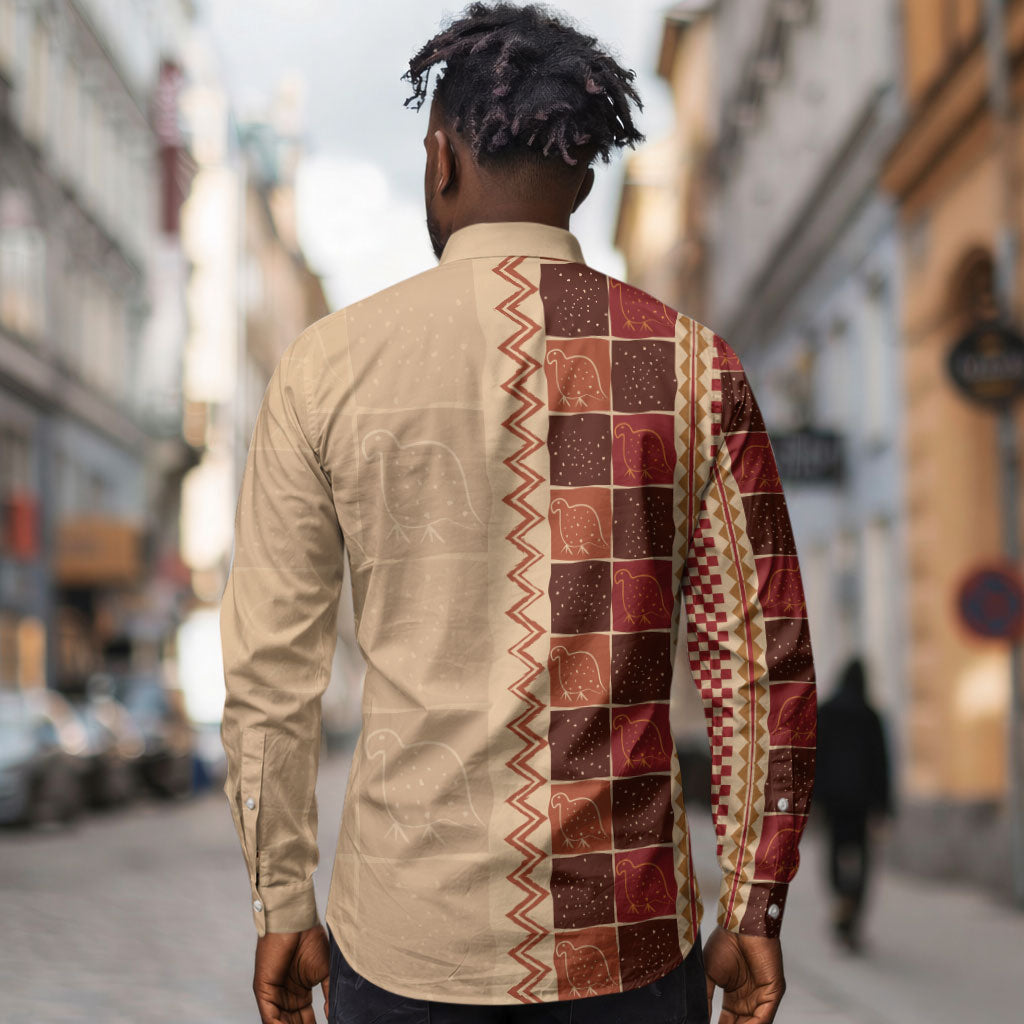 Zimbabwe Heritage Kudhinda Inspired Print Long Sleeve Button Shirt