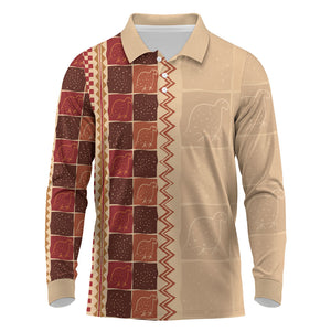 Zimbabwe Heritage Kudhinda Inspired Print Long Sleeve Polo Shirt