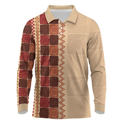 Zimbabwe Heritage Kudhinda Inspired Print Long Sleeve Polo Shirt