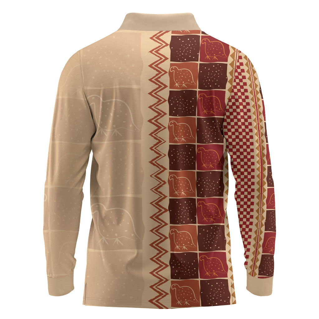 Zimbabwe Heritage Kudhinda Inspired Print Long Sleeve Polo Shirt
