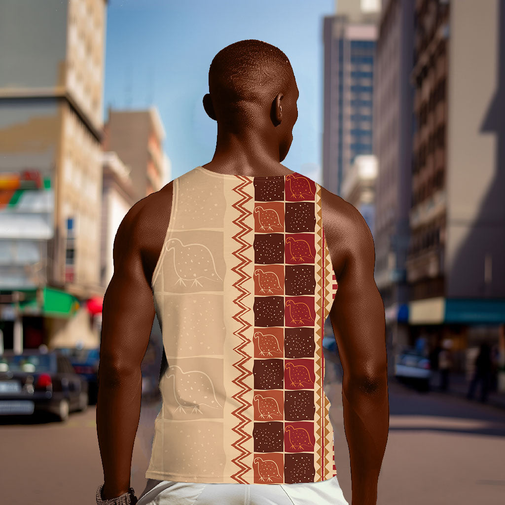 Zimbabwe Heritage Kudhinda Inspired Print Men Tank Top