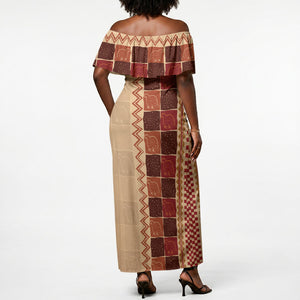 Zimbabwe Heritage Kudhinda Inspired Print Off Shoulder Maxi Dress