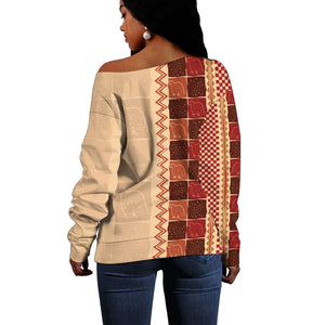 Zimbabwe Heritage Kudhinda Inspired Print Off Shoulder Sweater