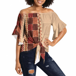 Zimbabwe Heritage Kudhinda Inspired Print Off Shoulder Wrap Waist Top