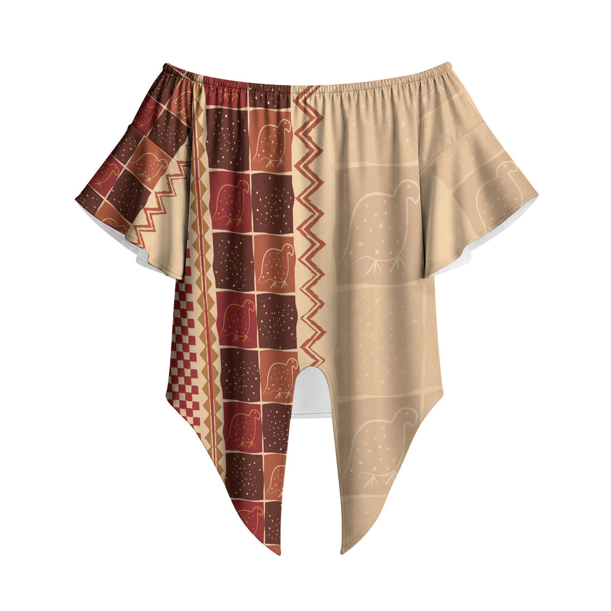 Zimbabwe Heritage Kudhinda Inspired Print Off Shoulder Wrap Waist Top