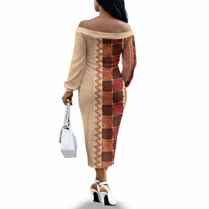 Zimbabwe Heritage Kudhinda Inspired Print Off The Shoulder Long Sleeve Dress