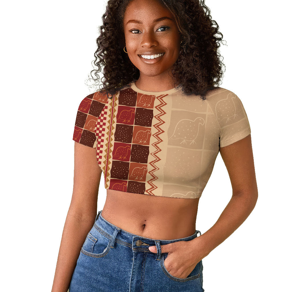 Zimbabwe Heritage Kudhinda Inspired Print Raglan Cropped T shirt