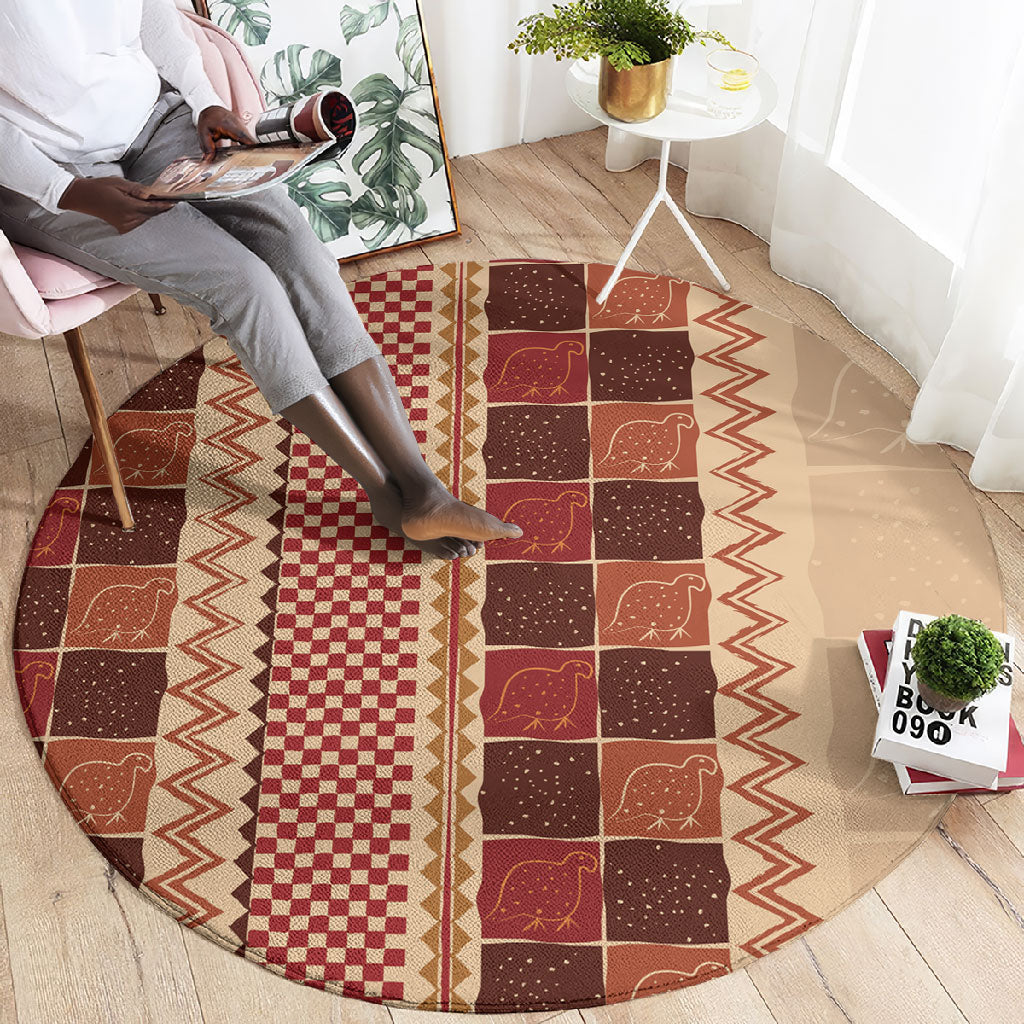 Zimbabwe Heritage Kudhinda Inspired Print Round Carpet
