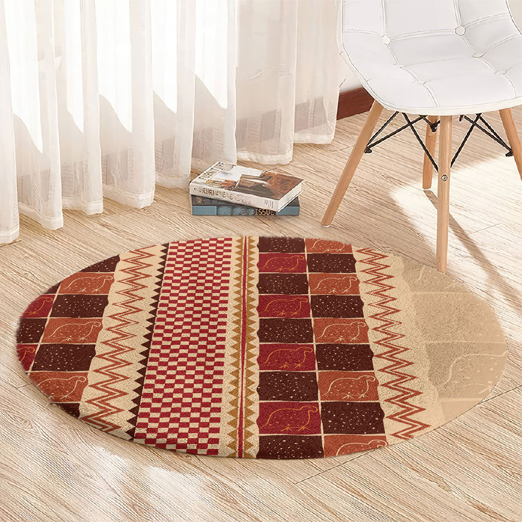 Zimbabwe Heritage Kudhinda Inspired Print Round Carpet