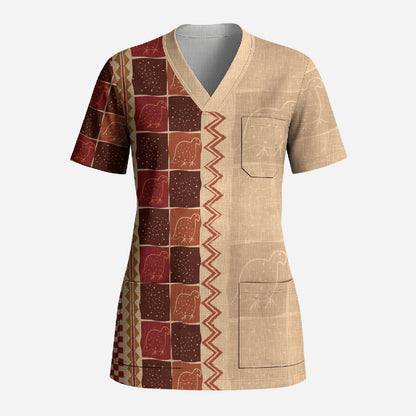 Zimbabwe Heritage Kudhinda Inspired Print Scrub Top