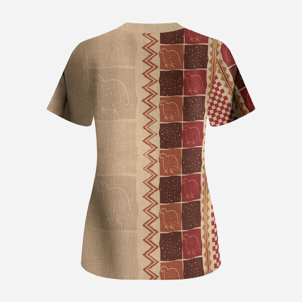 Zimbabwe Heritage Kudhinda Inspired Print Scrub Top