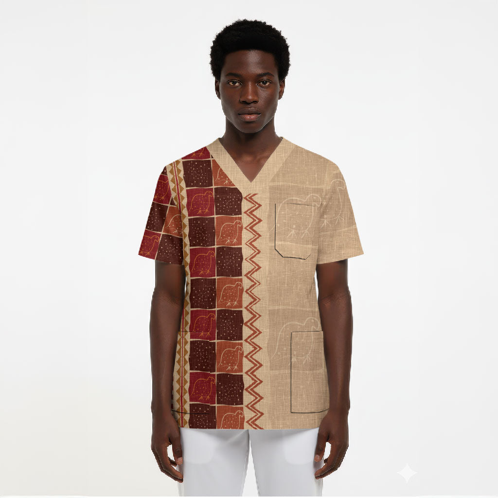 Zimbabwe Heritage Kudhinda Inspired Print Scrub Top