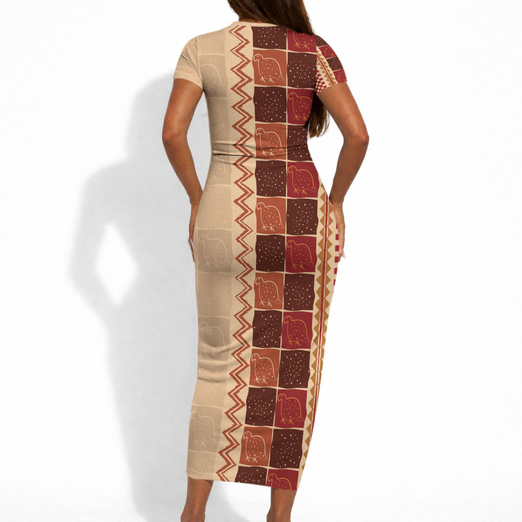 Zimbabwe Heritage Kudhinda Inspired Print Short Sleeve Bodycon Dress