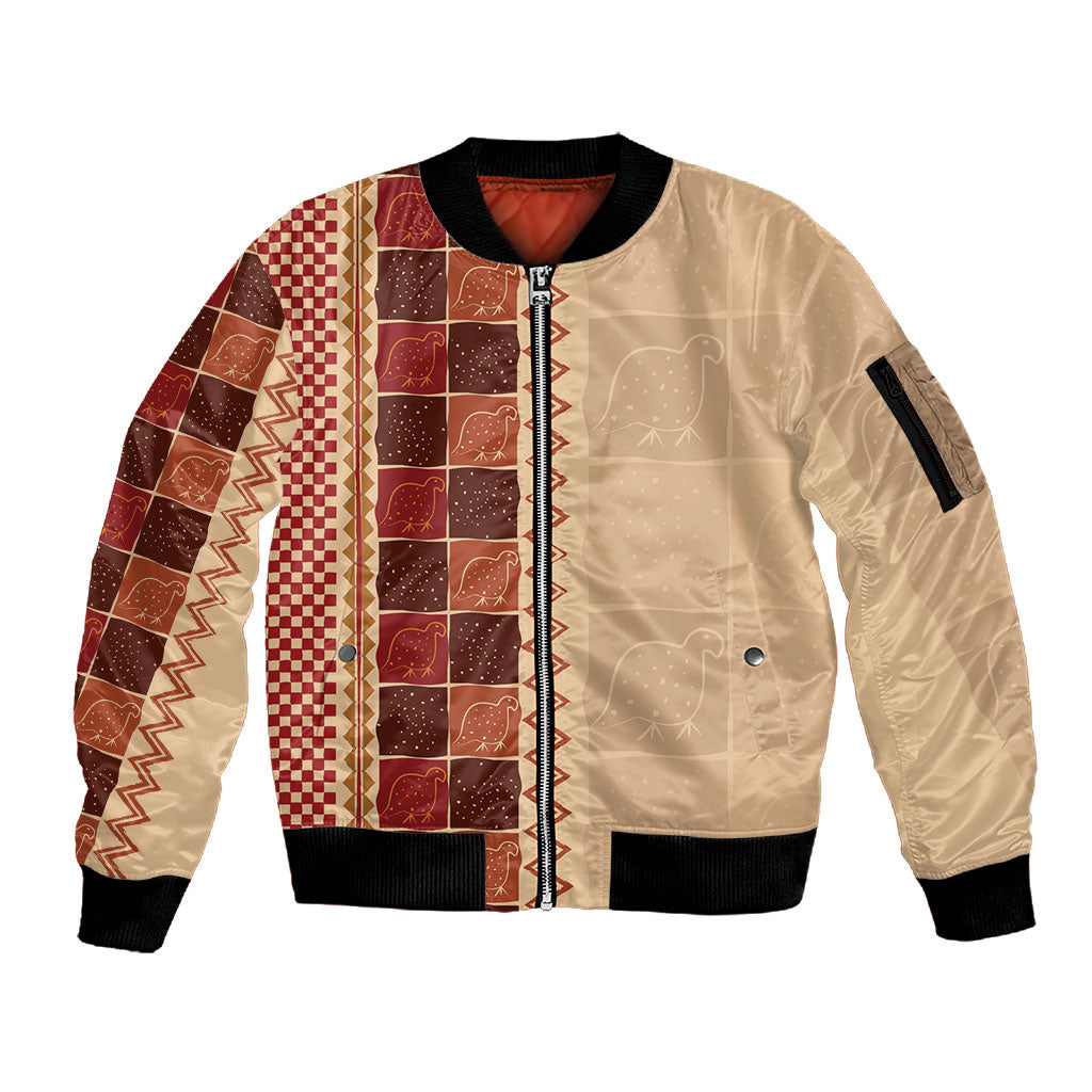 Zimbabwe Heritage Kudhinda Inspired Print Sleeve Zip Bomber Jacket