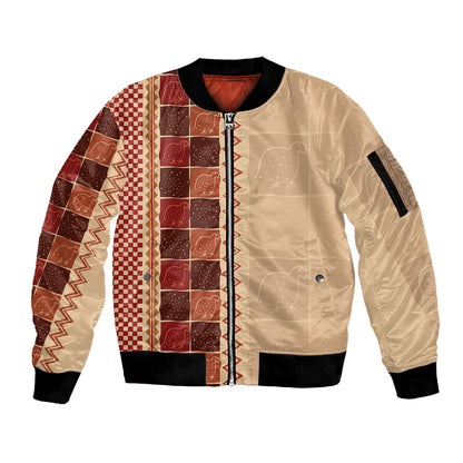 Zimbabwe Heritage Kudhinda Inspired Print Sleeve Zip Bomber Jacket