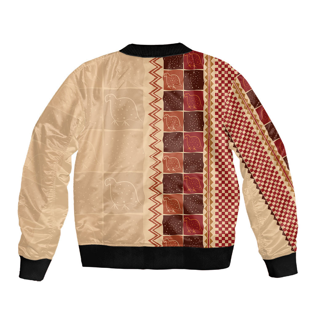 Zimbabwe Heritage Kudhinda Inspired Print Sleeve Zip Bomber Jacket