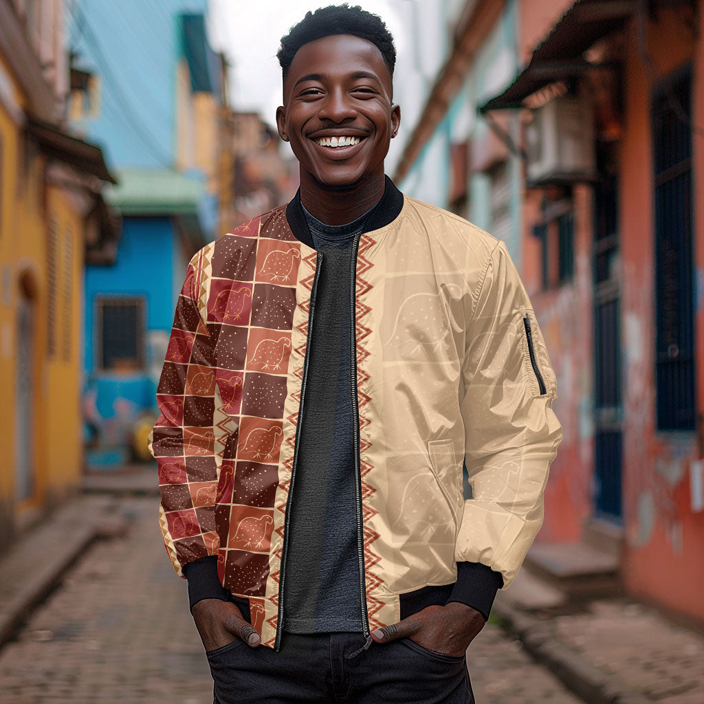 Zimbabwe Heritage Kudhinda Inspired Print Sleeve Zip Bomber Jacket