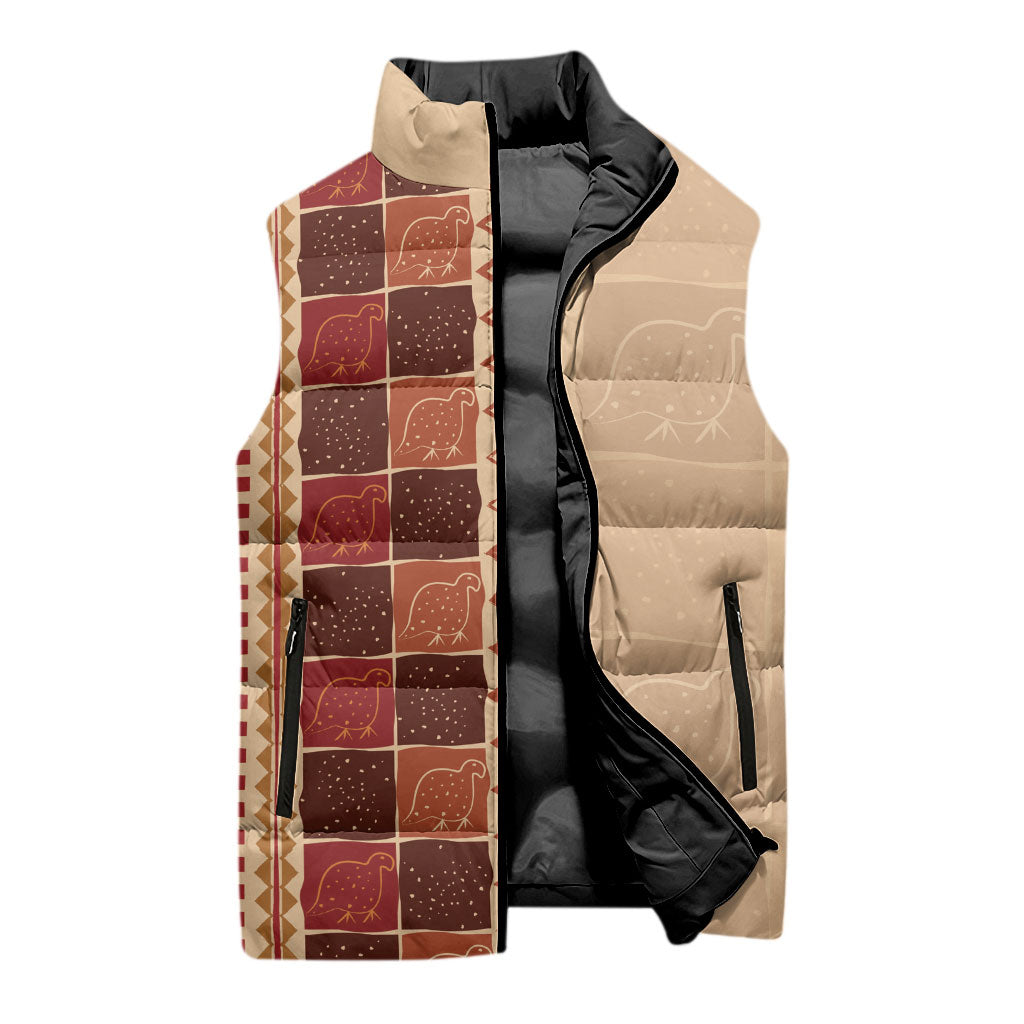 Zimbabwe Heritage Kudhinda Inspired Print Sleeveless Puffer Jacket