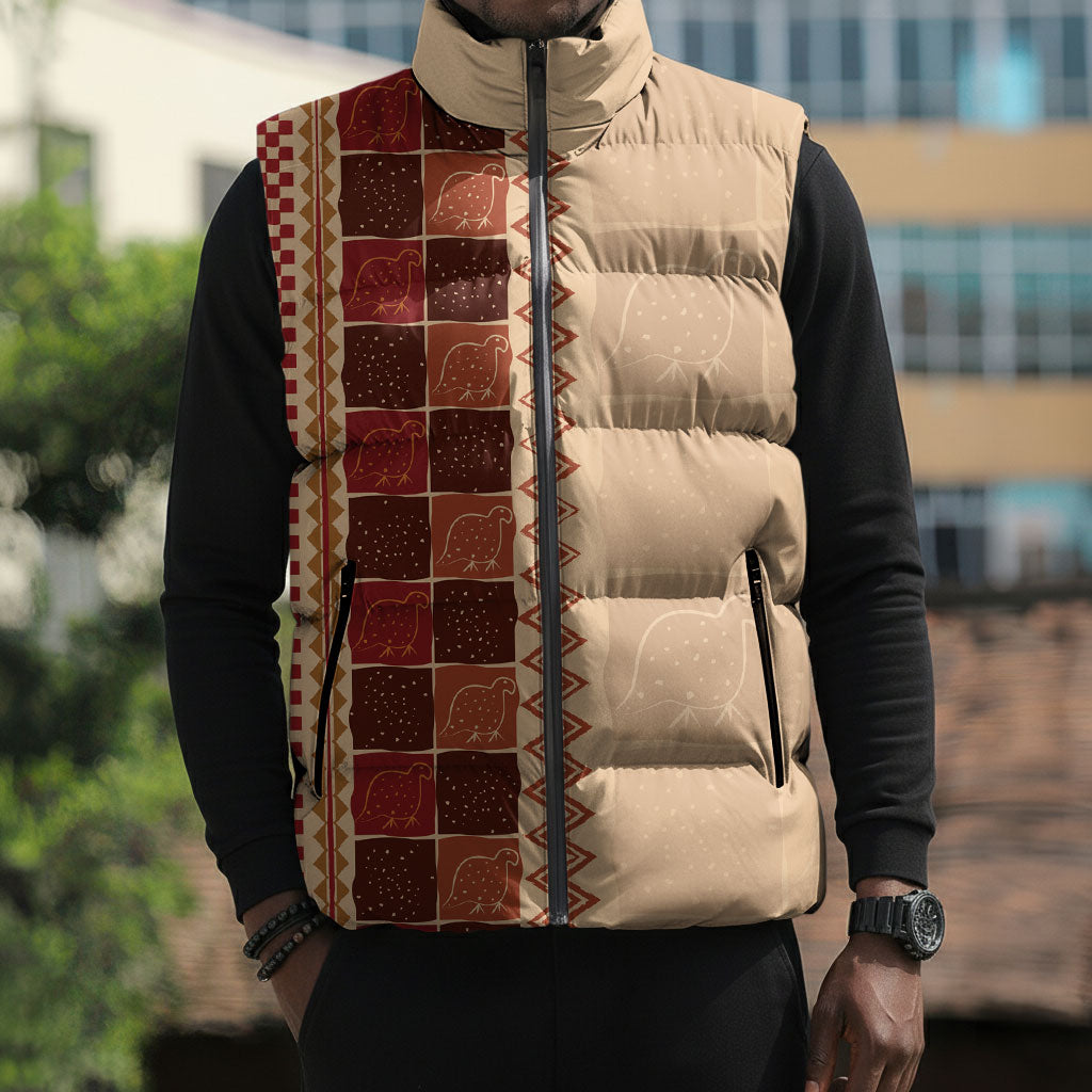 Zimbabwe Heritage Kudhinda Inspired Print Sleeveless Puffer Jacket
