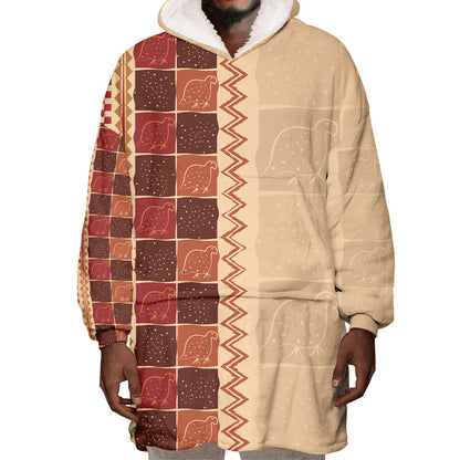 Zimbabwe Heritage Kudhinda Inspired Print Wearable Blanket Hoodie