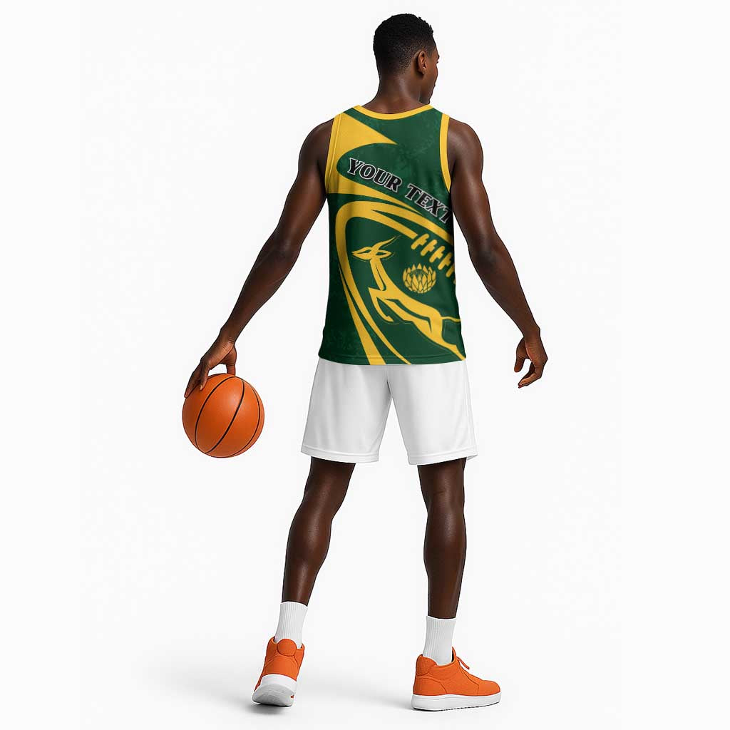Personalised South Africa Rugby Basketball Jersey Bokke Champions Sporty Dynamics LT7