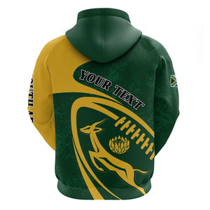 Personalised South Africa Rugby Hoodie Bokke Champions Sporty Dynamics