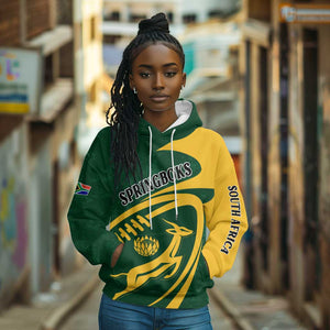 Personalised South Africa Rugby Hoodie Bokke Champions Sporty Dynamics