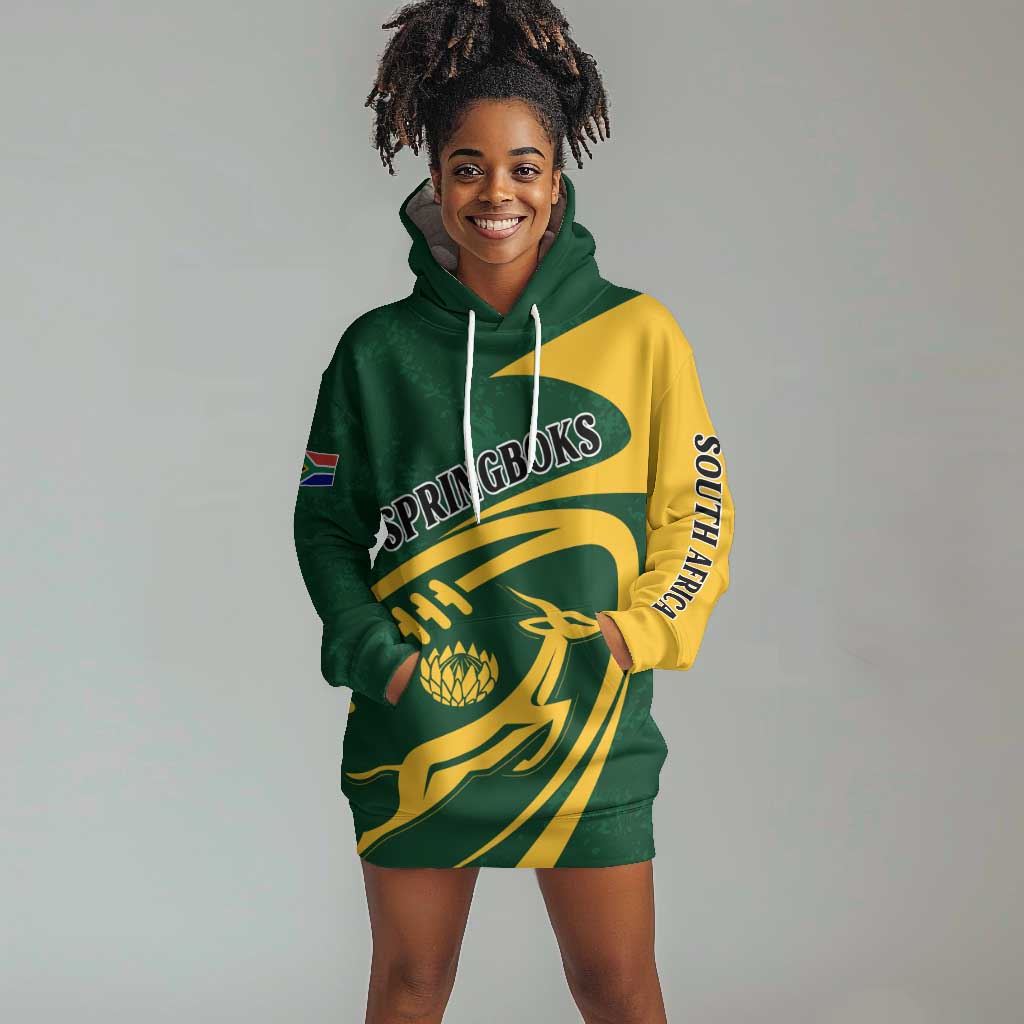 Personalised South Africa Rugby Hoodie Dress Bokke Champions Sporty Dynamics