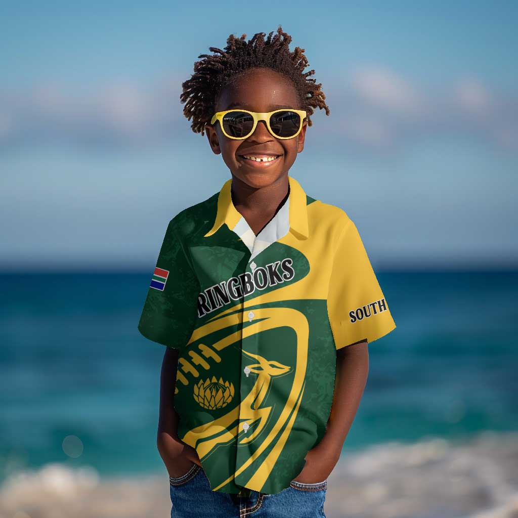 Personalised South Africa Rugby Kid Hawaiian Shirt Bokke Champions Sporty Dynamics