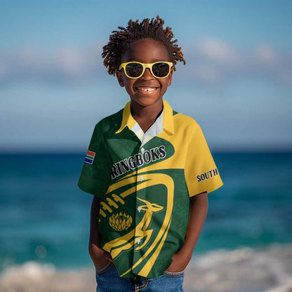 Personalised South Africa Rugby Kid Hawaiian Shirt Bokke Champions Sporty Dynamics