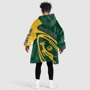 Personalised South Africa Rugby KId Wearable Blanket Hoodie Bokke Champions Sporty Dynamics