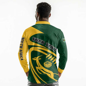 Personalised South Africa Rugby Long Sleeve Polo Shirt Bokke Champions Sporty Dynamics