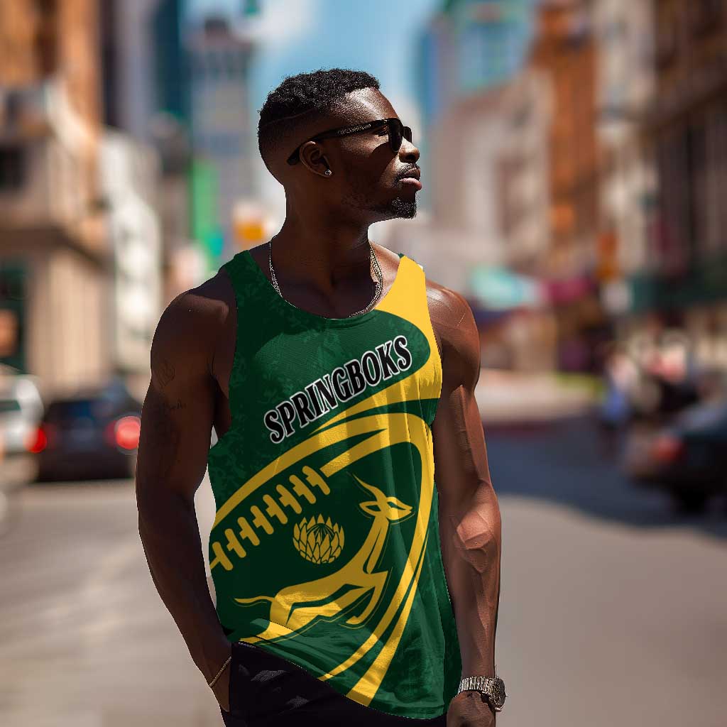 Personalised South Africa Rugby Men Tank Top Bokke Champions Sporty Dynamics