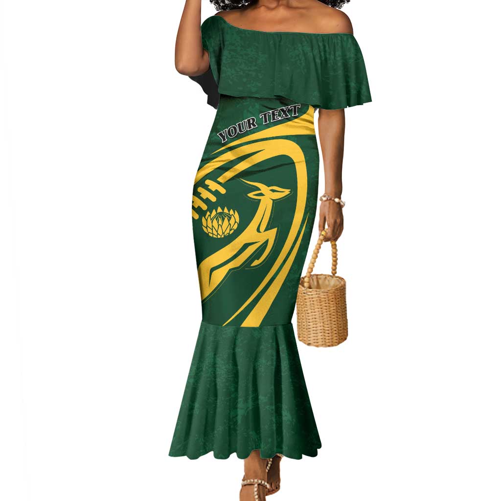 Personalised South Africa Rugby Mermaid Dress Bokke Champions Sporty Dynamics