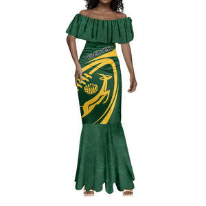 Personalised South Africa Rugby Mermaid Dress Bokke Champions Sporty Dynamics