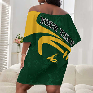 Personalised South Africa Rugby Off Shoulder Short Dress Bokke Champions Sporty Dynamics LT7