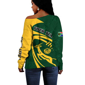 Personalised South Africa Rugby Off Shoulder Sweater Bokke Champions Sporty Dynamics