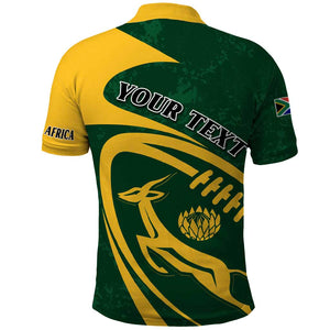 Personalised South Africa Rugby Polo Shirt Bokke Champions Sporty Dynamics