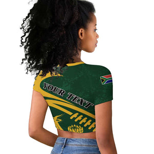 Personalised South Africa Rugby Raglan Cropped T shirt Bokke Champions Sporty Dynamics