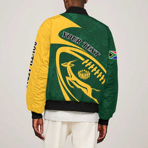 Personalised South Africa Rugby Sleeve Zip Bomber Jacket Bokke Champions Sporty Dynamics